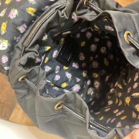 Coach Nylon Leather Cargo Backpack with Vintage Rose Print Lining - Picture 5 of 10